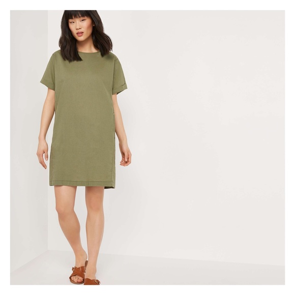 short sleeve linen shift dress